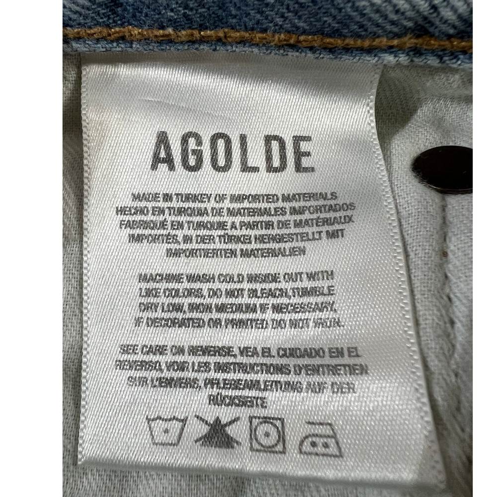 AGOLDE WOMENS 28 FOLDED WAISTBAND HIGH RISE ANKLE WIDE JEANS SIDELINE BLUE NEW - Picture 11 of 14